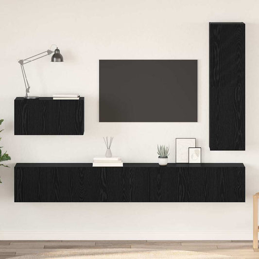 vidaXL Σετ επίπλου τηλεόρασης 4 pcs Μαύρη Οξυά Επεξεργασμένο ξύλο