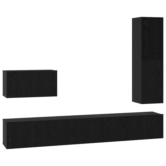 vidaXL Σετ επίπλου τηλεόρασης 4 pcs Μαύρη δρυς 200 x 30 x 30 cm
