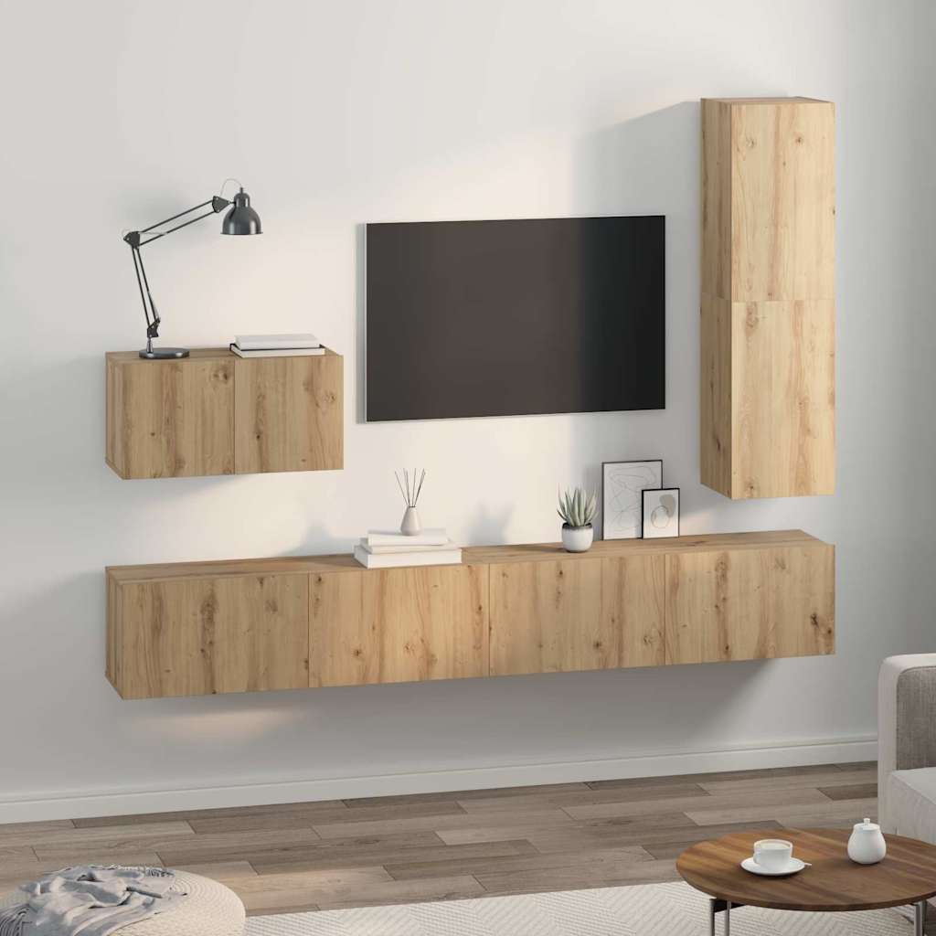 vidaXL Σετ επίπλου τηλεόρασης 4 pcs Artisan Oak Επεξεργασμένο ξύλο