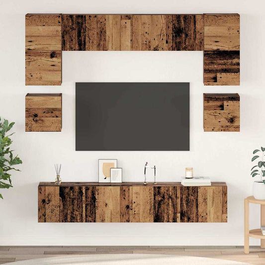 vidaXL Σετ επίπλου τηλεόρασης 8 pcs Παλιό Ξύλο Επεξεργασμένο ξύλο