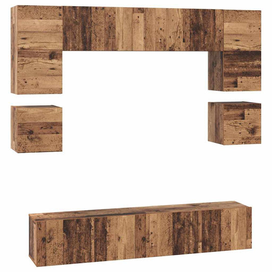 vidaXL Σετ επίπλου τηλεόρασης 8 pcs Παλαιό ξύλο 80 x 30 x 30 εκ