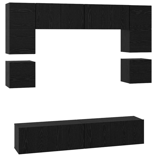 vidaXL Σετ επίπλου τηλεόρασης 8 pcs Μαύρη δρυς 80 x 30 x 30 εκ