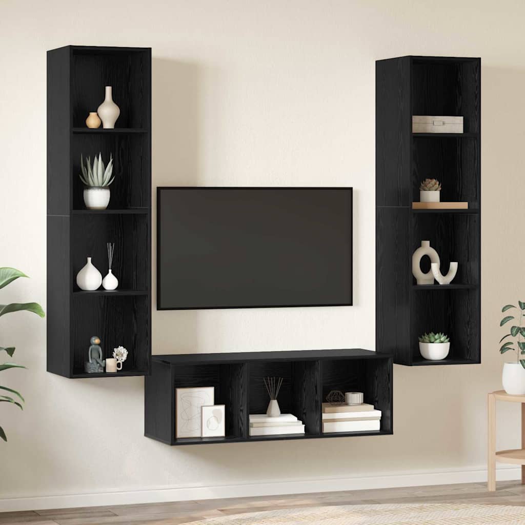 vidaXL Σετ Τηλεοπτικού Κάδου 3 pcs Μαύρη δρυς 37 x 37 x 142.5 εκ