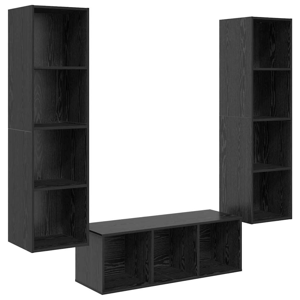 vidaXL Σετ Τηλεοπτικού Κάδου 3 pcs Μαύρη δρυς 37 x 37 x 142.5 εκ