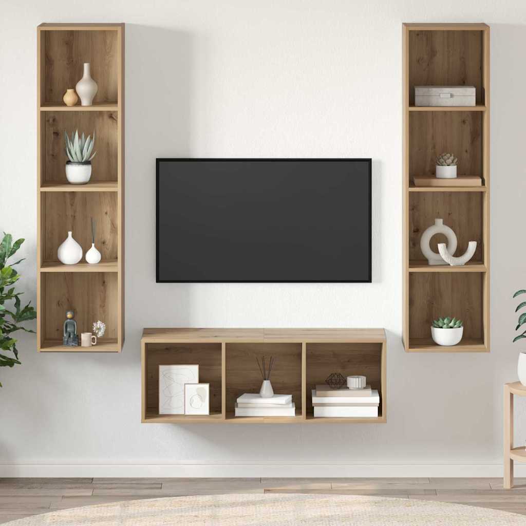 vidaXL Σετ Τηλεοπτικού Κάδου 3 pcs artisan δρυς 37 x 37 x 142.5 εκ