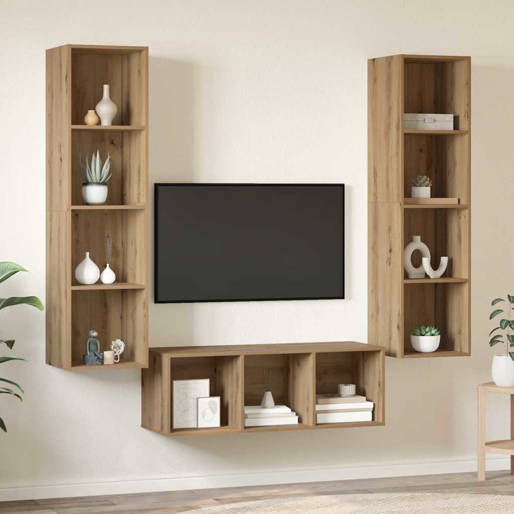 vidaXL Σετ Τηλεοπτικού Κάδου 3 pcs artisan δρυς 37 x 37 x 142.5 εκ