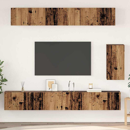 vidaXL Σετ επίπλου τηλεόρασης Επιτοίχιο 6 pcs Παλαιό ξύλο