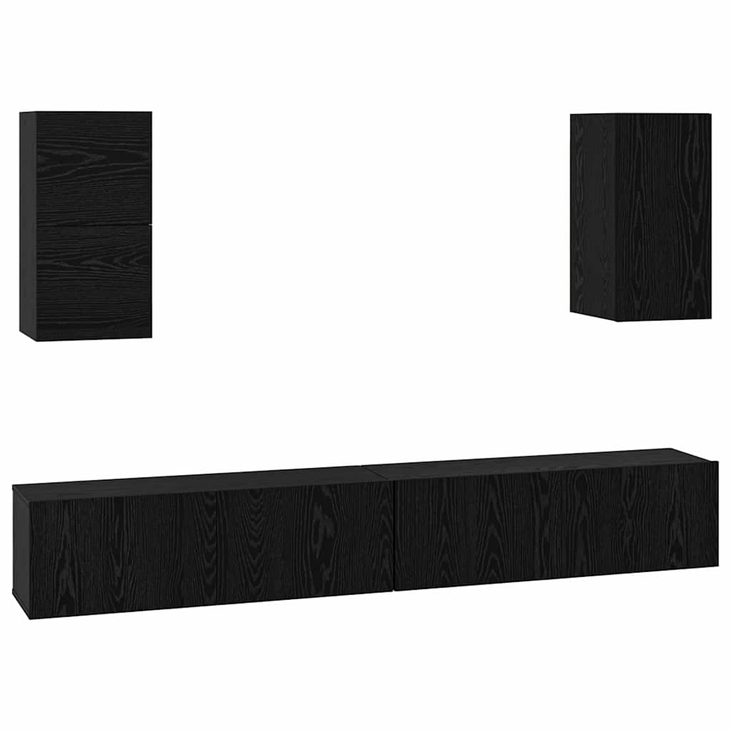 vidaXL Τηλεοπτική Κάβα Τοίχου 6 pcs Μαύρη δρυς Επεξεργασμένο ξύλο