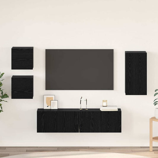 vidaXL Σετ επίπλου τηλεόρασης 5 pcs Μαύρη Οξυά Επεξεργασμένο ξύλο