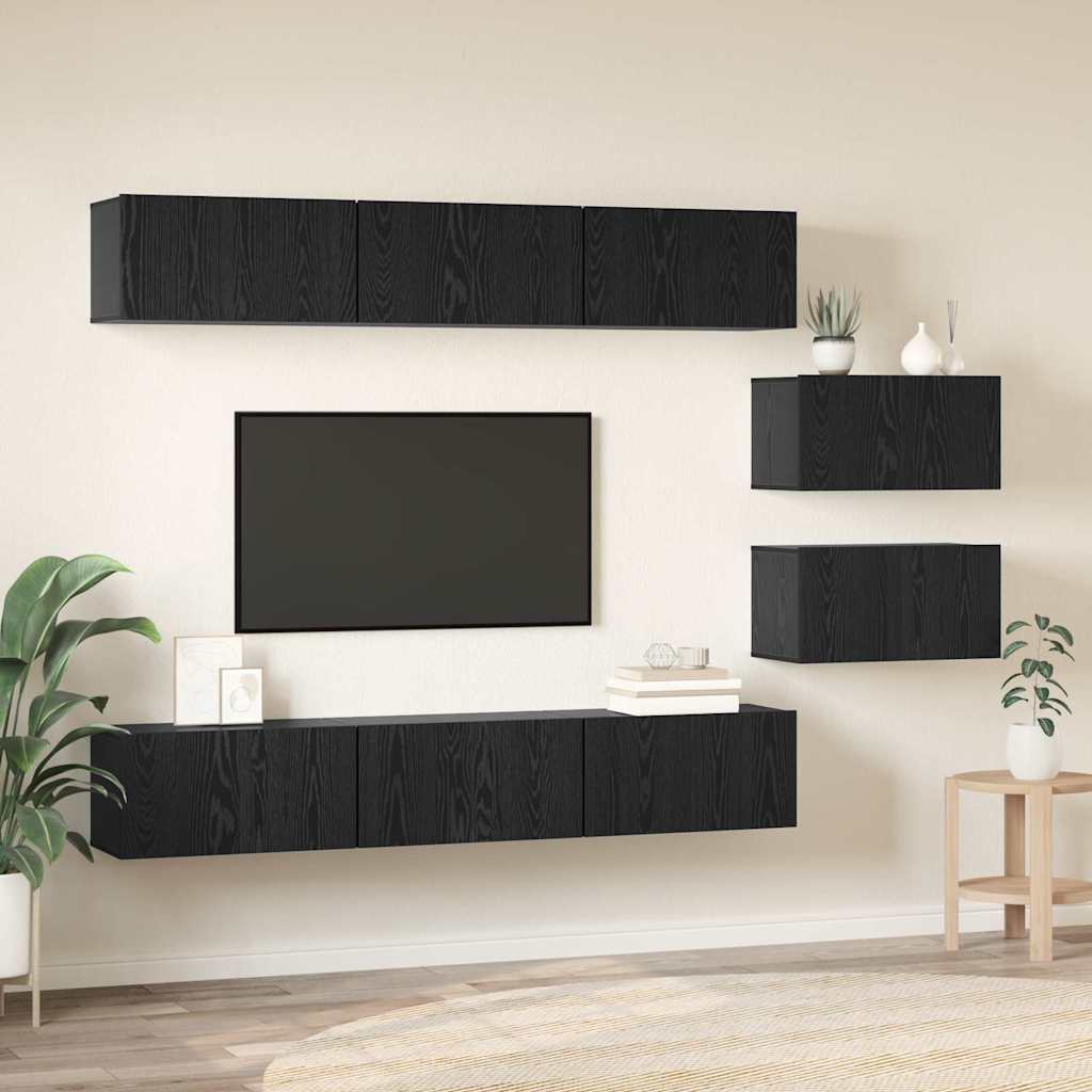 vidaXL Σετ επίπλου τηλεόρασης 8 pcs Μαύρη δρυς 60 x 30 x 30 cm