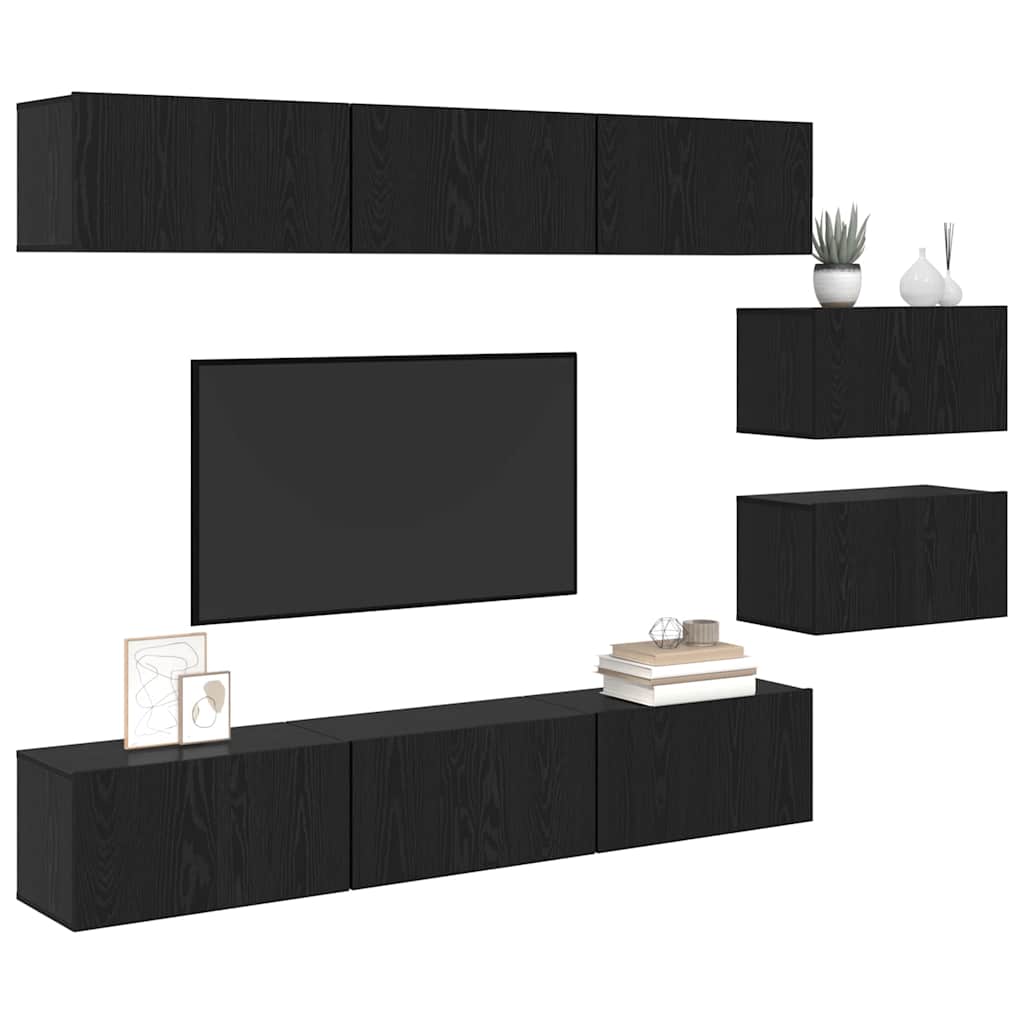 vidaXL Σετ επίπλου τηλεόρασης 8 pcs Μαύρη δρυς 60 x 30 x 30 cm