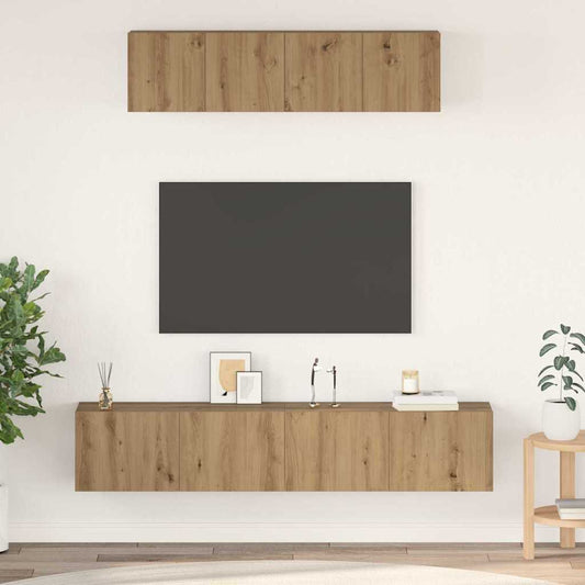 vidaXL Σετ επίπλου τηλεόρασης 4 pcs Artisan Oak Επεξεργασμένο ξύλο