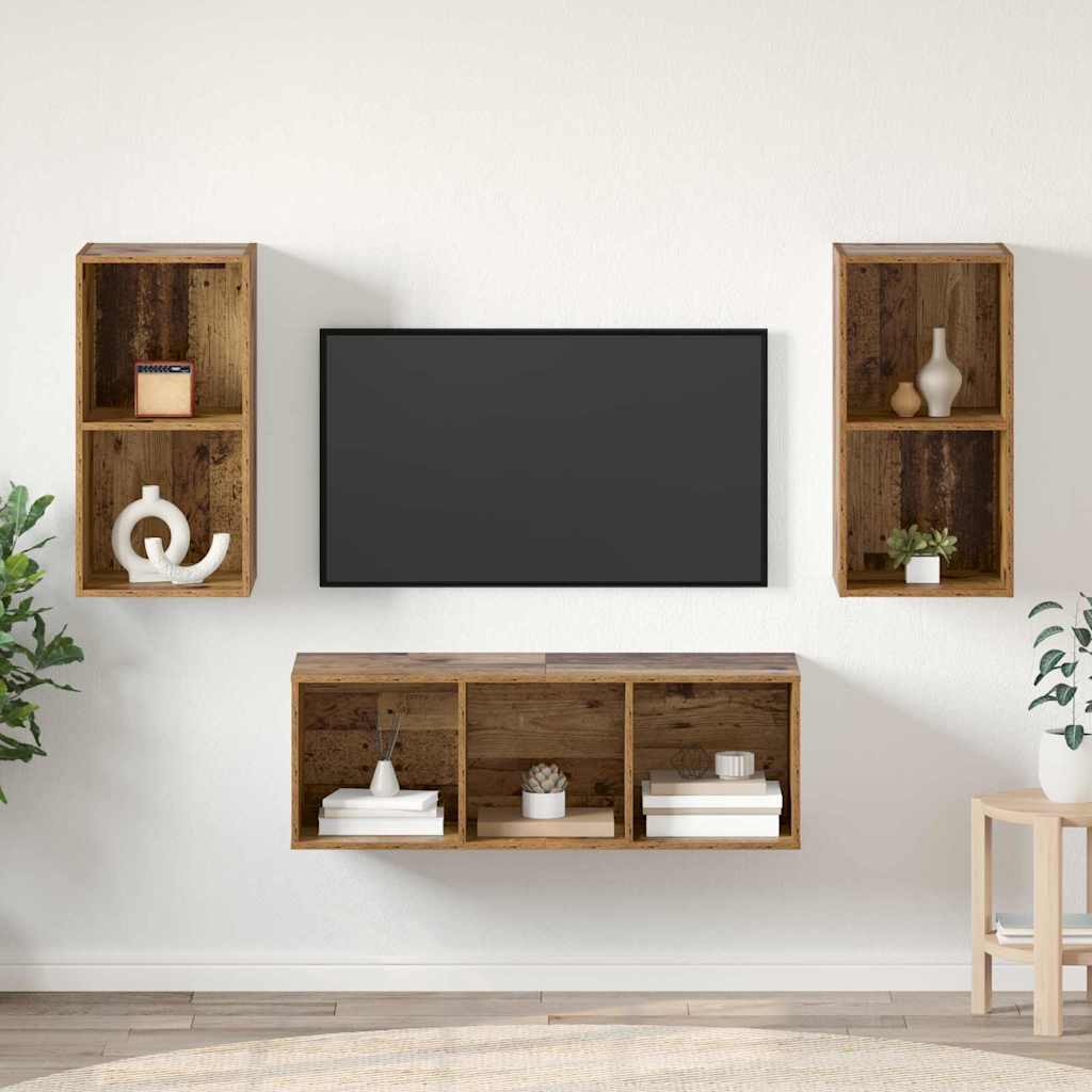 vidaXL Σετ επίπλου τηλεόρασης 3 pcs Παλιό Ξύλο Επεξεργασμένο ξύλο