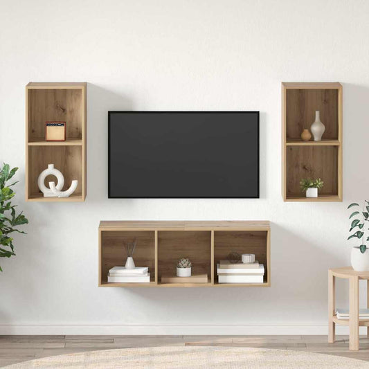 vidaXL Σετ Τηλεοπτικού Κάδου 3 pcs artisan δρυς 37 x 37 x 107 εκ