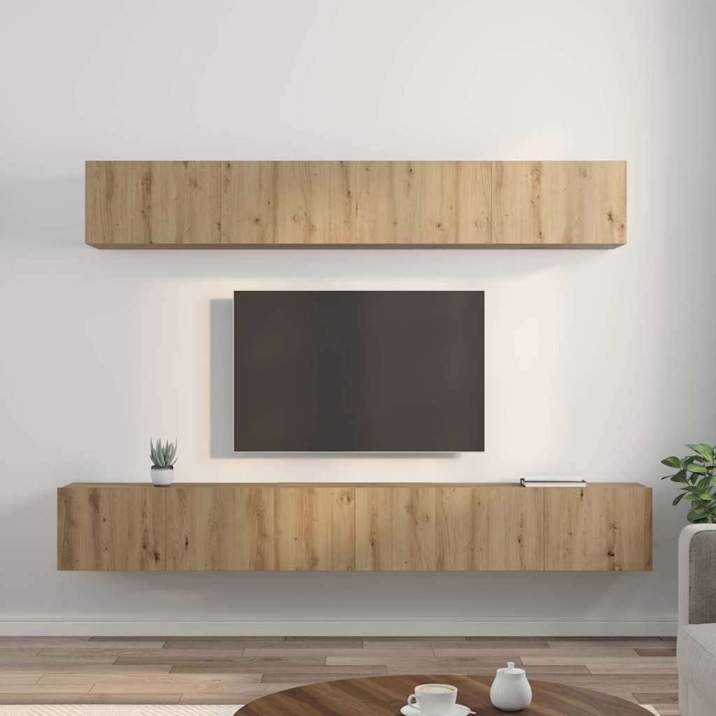 vidaXL Σετ επίπλου τηλεόρασης Επιτοίχιο 5 pcs artisan δρυς