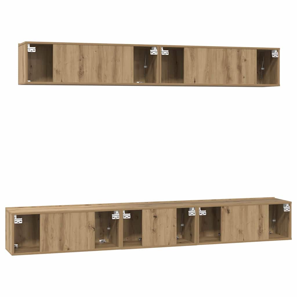 vidaXL Σετ επίπλου τηλεόρασης Επιτοίχιο 5 pcs artisan δρυς