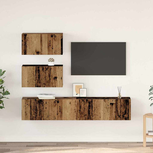 vidaXL Σετ επίπλου τηλεόρασης 4 pcs Παλαιό ξύλο 80 x 30 x 30 εκ
