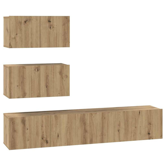 vidaXL Σετ επίπλου τηλεόρασης 4 pcs Artisan Δρυς Επεξεργασμένο Ξύλο