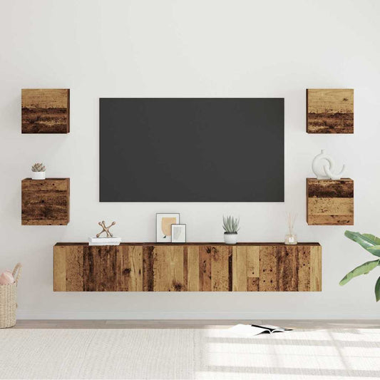 vidaXL Σετ επίπλου τηλεόρασης 7 pcs Παλαιό ξύλο 60 x 30 x 30 cm