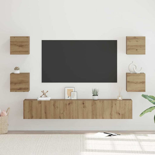 vidaXL Σετ επίπλου τηλεόρασης 7 pcs artisan δρυς 60 x 30 x 30 cm
