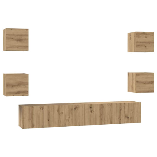 vidaXL Σετ επίπλου τηλεόρασης 7 pcs artisan δρυς 60 x 30 x 30 cm