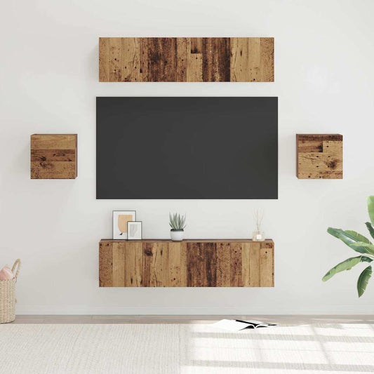 vidaXL Σετ επίπλου τηλεόρασης 6 pcs Παλιό Ξύλο Επεξεργασμένο ξύλο