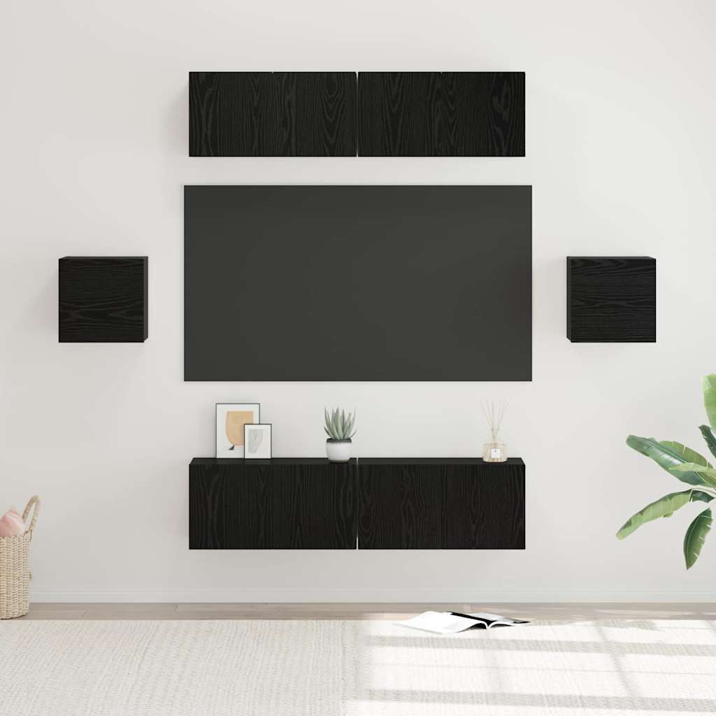 vidaXL Σετ επίπλου τηλεόρασης 6 pcs Μαύρη Οξυά Επεξεργασμένο ξύλο