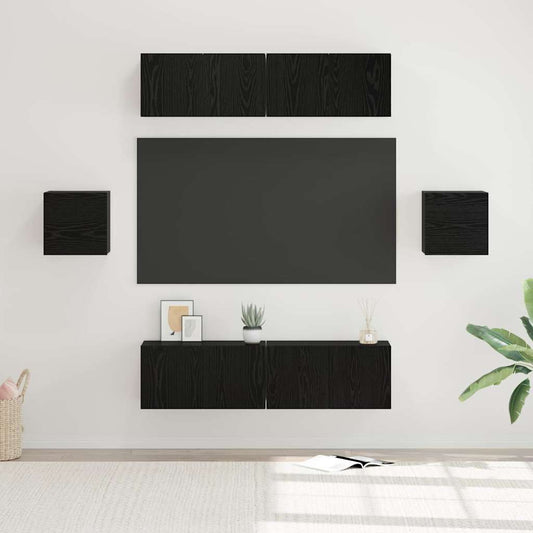 vidaXL Σετ επίπλου τηλεόρασης 6 pcs Μαύρη Οξυά Επεξεργασμένο ξύλο