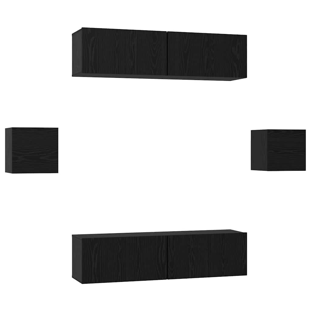 vidaXL Σετ επίπλου τηλεόρασης 6 pcs Μαύρη Οξυά Επεξεργασμένο ξύλο