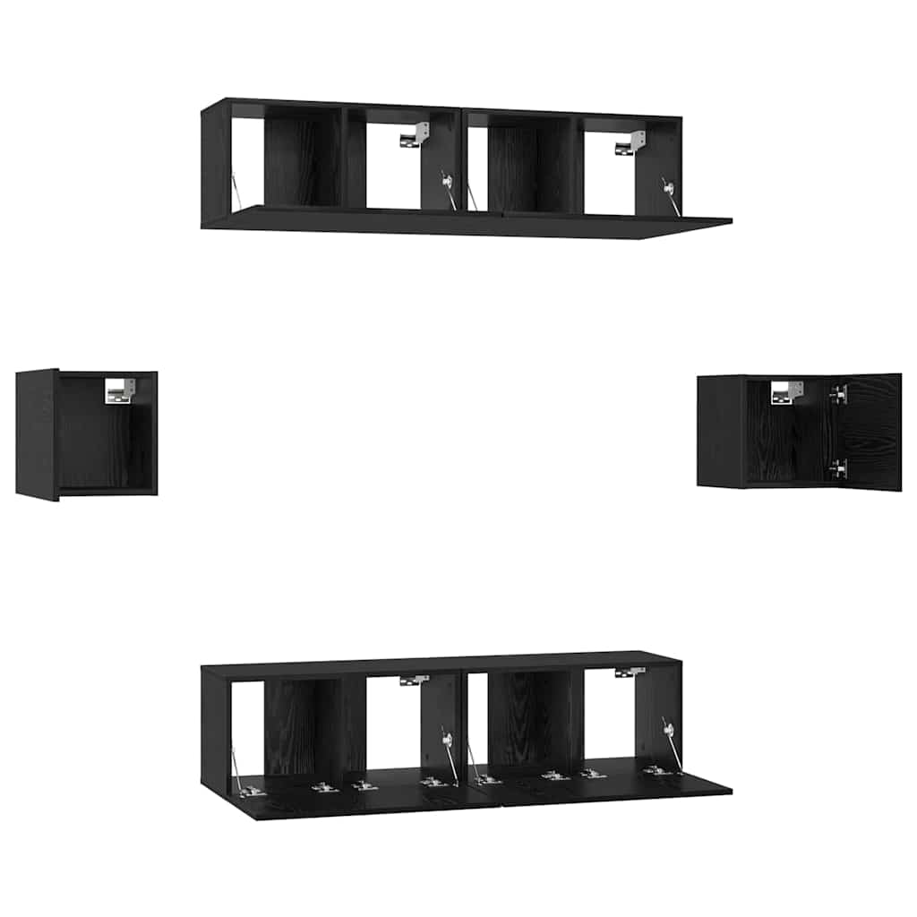 vidaXL Σετ επίπλου τηλεόρασης 6 pcs Μαύρη Οξυά Επεξεργασμένο ξύλο