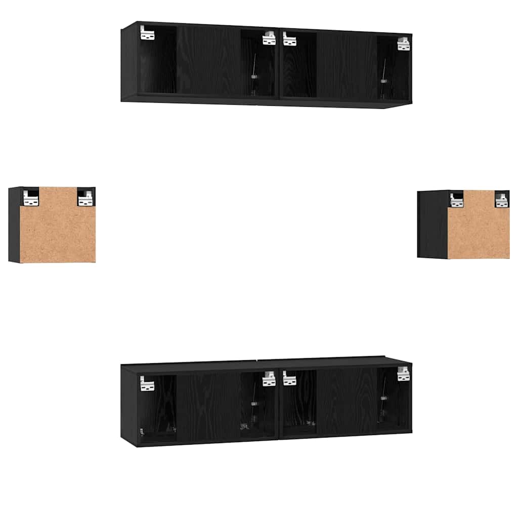 vidaXL Σετ επίπλου τηλεόρασης 6 pcs Μαύρη Οξυά Επεξεργασμένο ξύλο