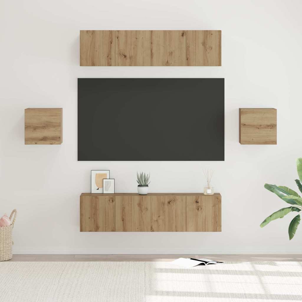 vidaXL Σετ επίπλου τηλεόρασης 6 pcs artisan δρυς Επεξεργασμένο ξύλο