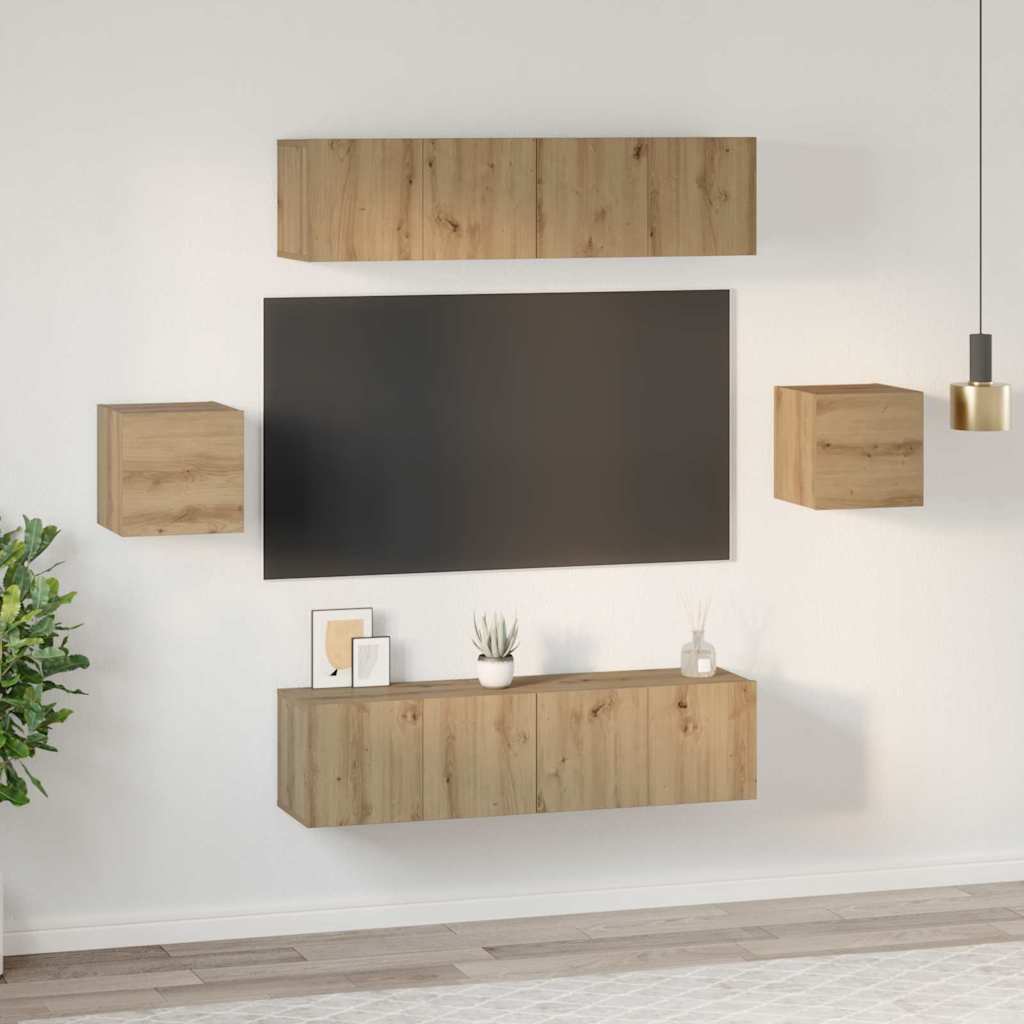 vidaXL Σετ επίπλου τηλεόρασης 6 pcs artisan δρυς Επεξεργασμένο ξύλο