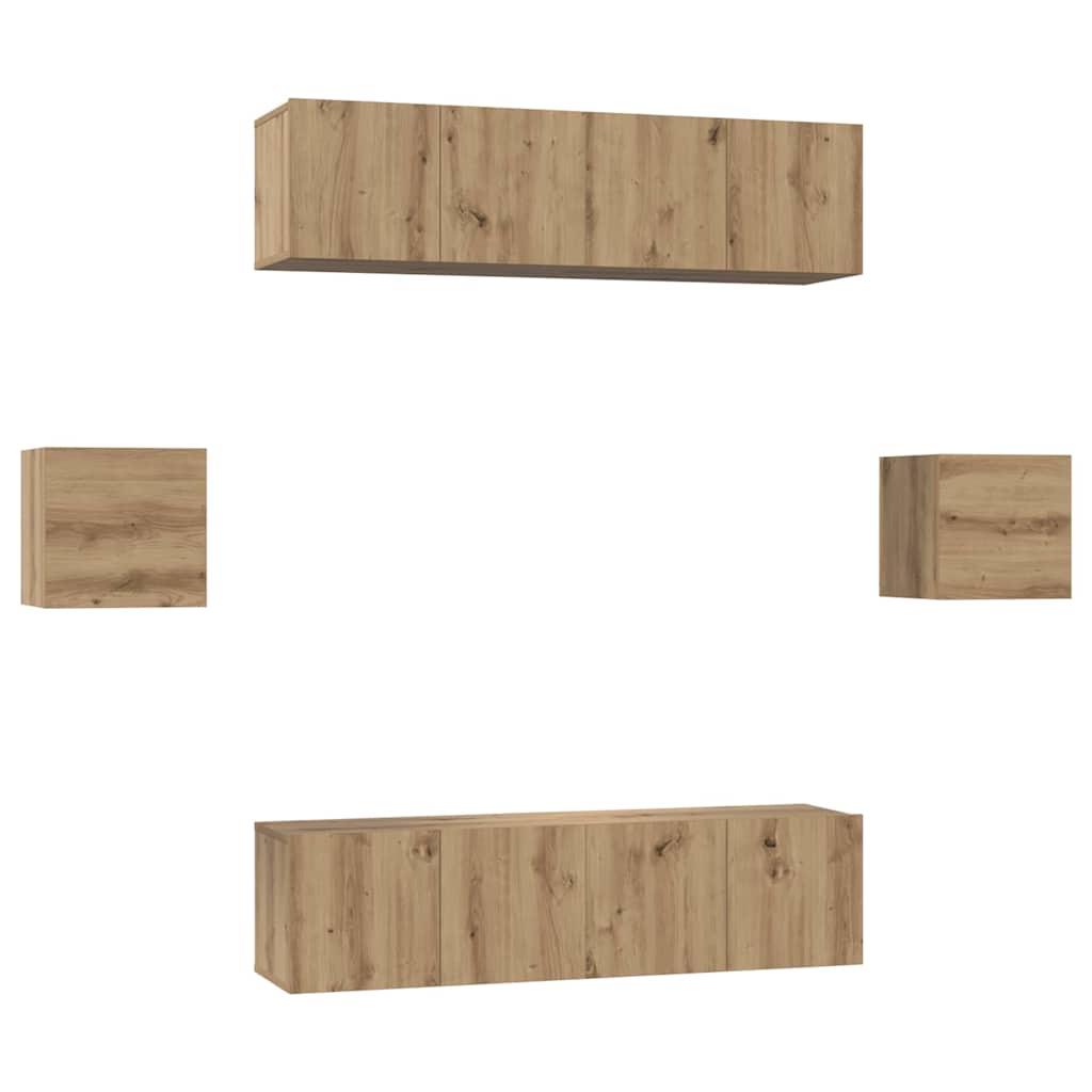 vidaXL Σετ επίπλου τηλεόρασης 6 pcs artisan δρυς Επεξεργασμένο ξύλο