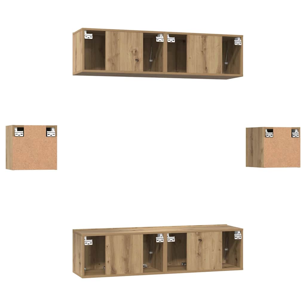 vidaXL Σετ επίπλου τηλεόρασης 6 pcs artisan δρυς Επεξεργασμένο ξύλο