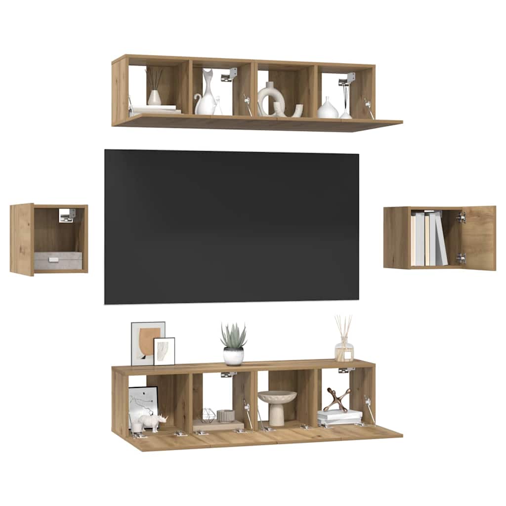 vidaXL Σετ επίπλου τηλεόρασης 6 pcs artisan δρυς Επεξεργασμένο ξύλο