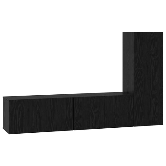 vidaXL Σετ Ράφι Τηλεόρασης 3 pcs Μαύρη Δρυς 150.5 x 30 x 90 εκ.