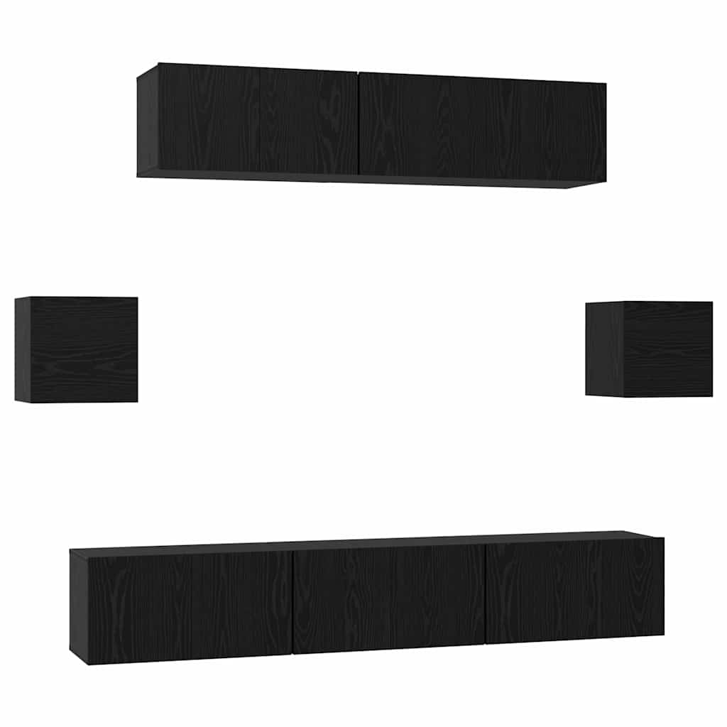 vidaXL Σετ επίπλου τηλεόρασης 7 pcs Μαύρη Οξυά Επεξεργασμένο ξύλο