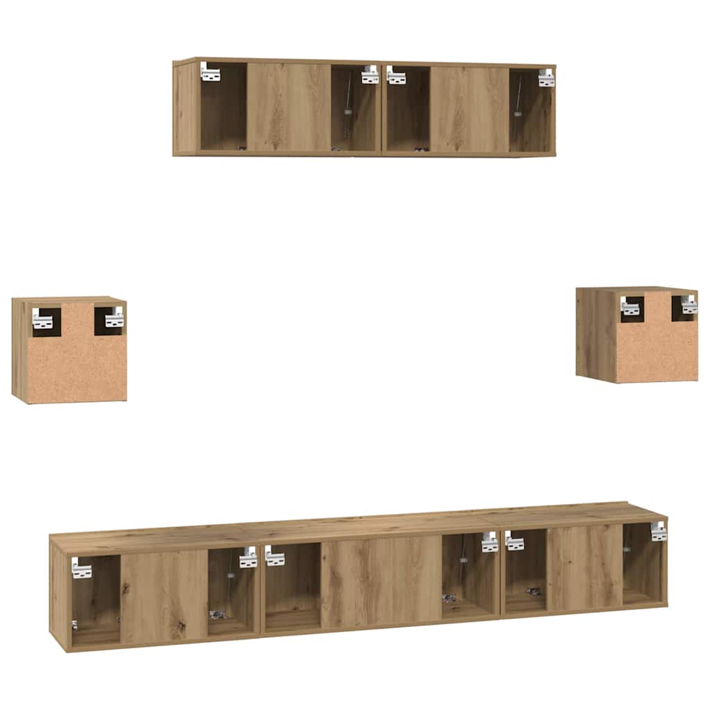 vidaXL Σετ επίπλου τηλεόρασης 7 pcs Artisan Oak Επεξεργασμένο ξύλο