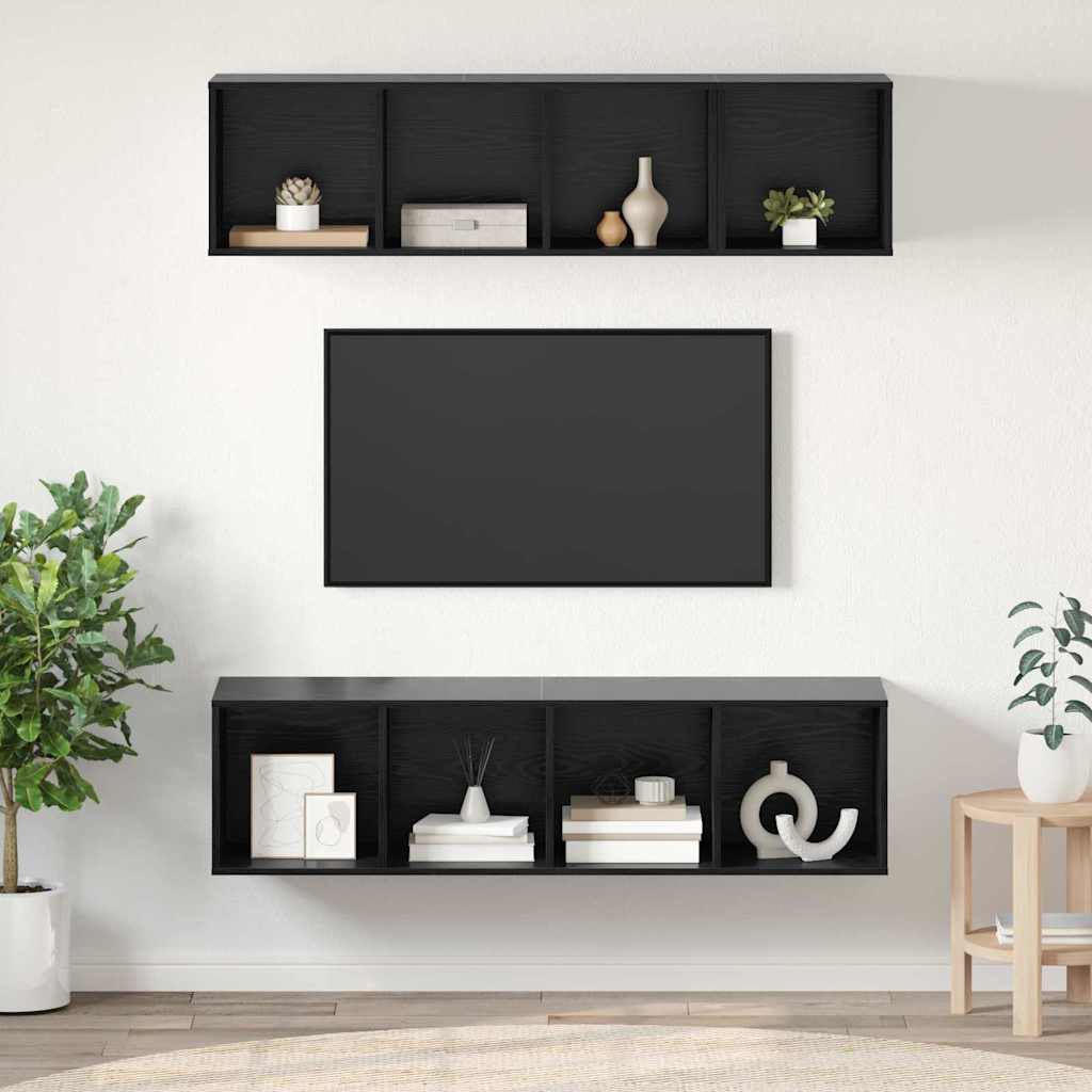 vidaXL Σετ επίπλου τηλεόρασης 3 pcs Μαύρη Οξυά Επεξεργασμένο ξύλο