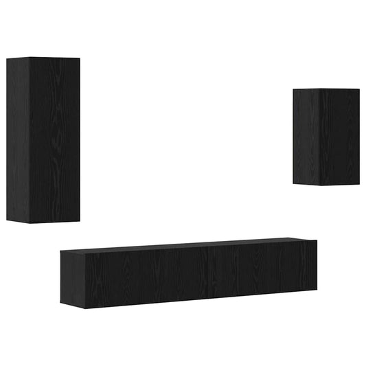 vidaXL Σετ τηλεοπτικού cabinet 4 pcs Μαύρη Δρυς 30.5 x 30 x 90 cm