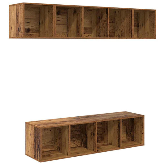 vidaXL Σετ επίπλου τηλεόρασης 4 pcs Παλιό ξύλο 37 x 37 x 142.5 εκ