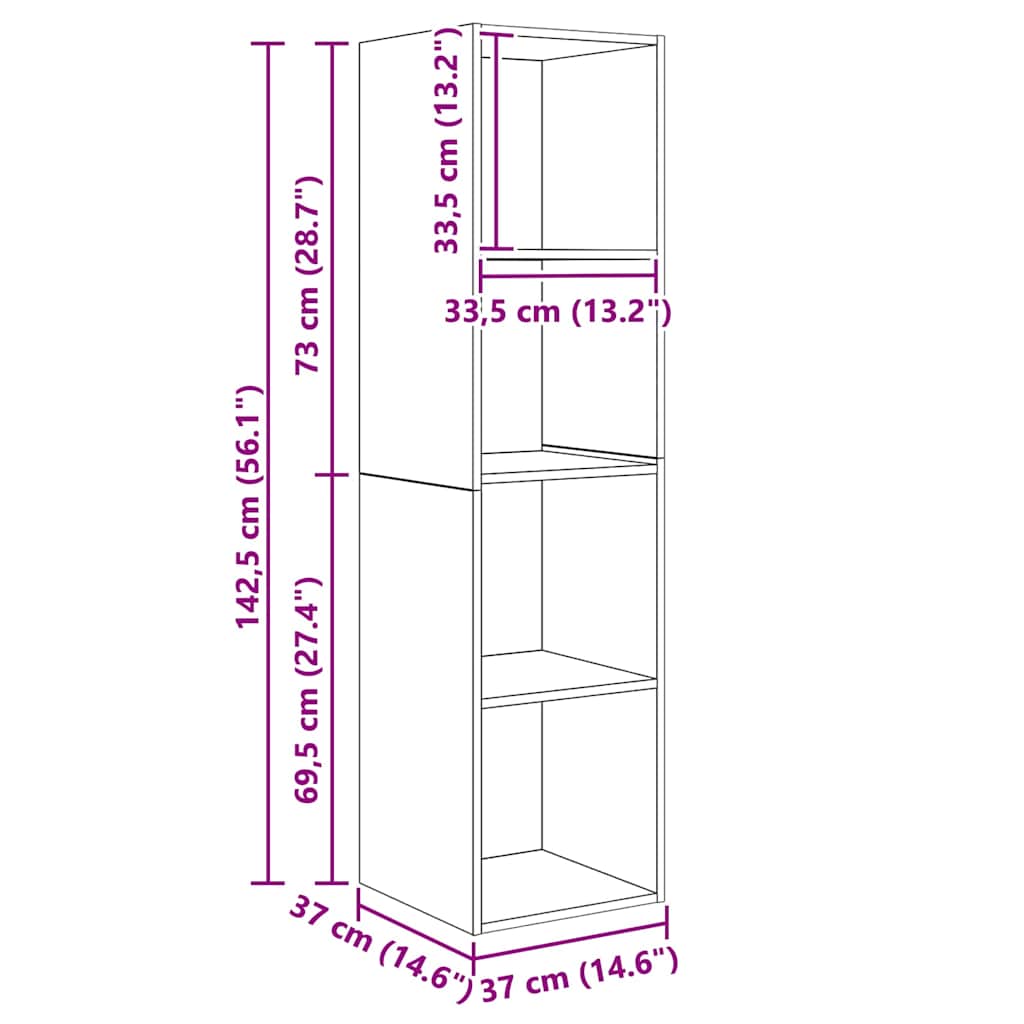 vidaXL Σετ επίπλου τηλεόρασης 4 pcs artisan δρυς 37 x 37 x 142.5 εκ