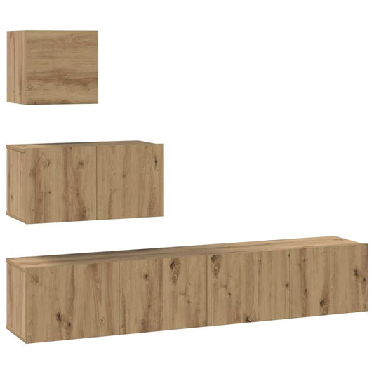 vidaXL Σετ επίπλου τηλεόρασης 4 pcs Artisan Oak Επεξεργασμένο ξύλο