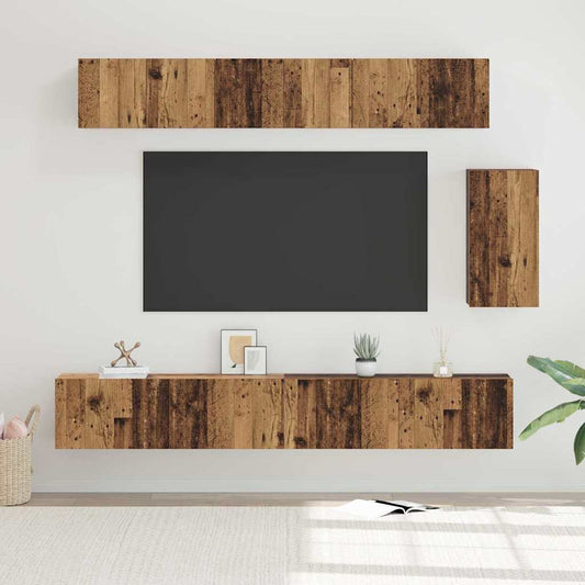 vidaXL Σετ επίπλου τηλεόρασης 6 pcs Παλαιό ξύλο 100 x 30 x 30 cm
