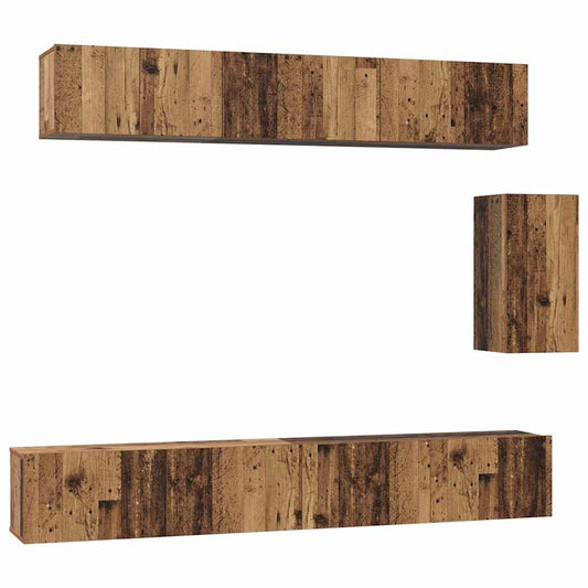 vidaXL Σετ επίπλου τηλεόρασης 6 pcs Παλαιό ξύλο 100 x 30 x 30 cm