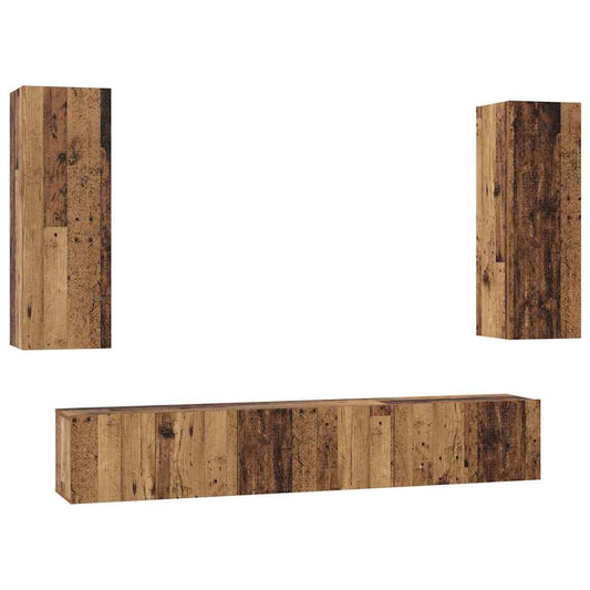 vidaXL Σετ επίπλου τηλεόρασης 4 pcs Παλαιό ξύλο 30.5 x 30 x 90 cm