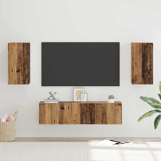 vidaXL Σετ επίπλου τηλεόρασης 4 pcs Παλαιό ξύλο 30.5 x 30 x 60 εκ.