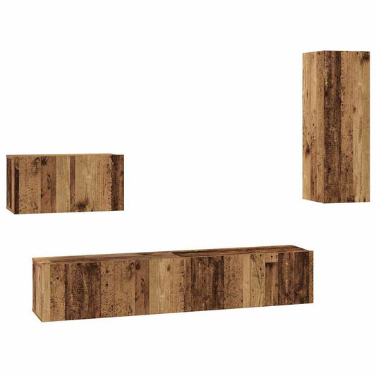 vidaXL Τηλεοπτική Κάβα Τοίχου με ράφι Άλλο 4 pcs Παλιό ξύλο Μέγεθος: Μεσαίο