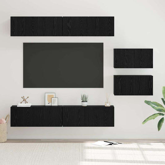 vidaXL Σετ επίπλου τηλεόρασης 6 pcs Μαύρη Οξυά Επεξεργασμένο ξύλο